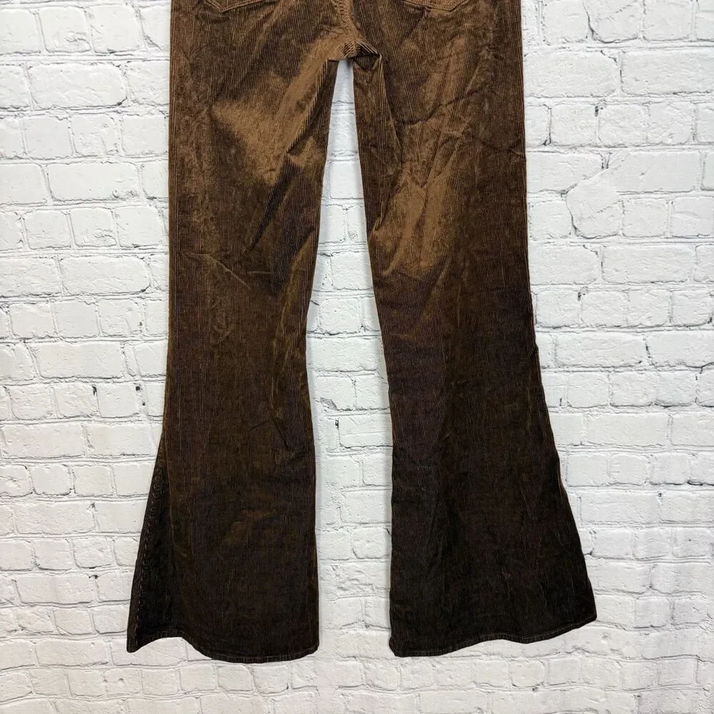 Paige Charlie Corduroy Flare Pants In Maple Brown Womens 26 Boho Western Chic